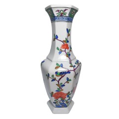 Ваза винтажная Japan Porcelain &quot;Цветы и птицы&quot;, фарфор, 36 х 45 см, Япония, 1970-80гг.