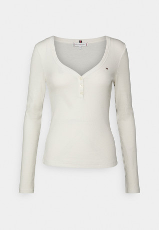Tommy Hilfiger SLIM HENLEY  Long sleeved top ecru SLIM HENLEY Топ с длинными рукавами экрю