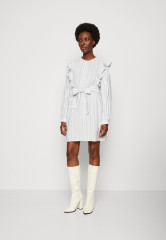 Tommy Hilfiger SHORT FRILL DRESS Shirt dress ecru/blue КОРОТКОЕ ПЛАТЬЕ С ВОЛОНАМИ Платье-рубашка экрю/синий