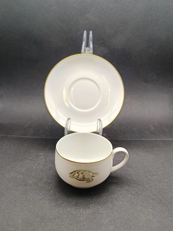 Набор для чая, чайные пары винтажные, P.T. / Tirschenreuth Bavaria "Черепашка", фарфор, чашка - 12 шт., блюдце - 9 шт., Германия, 1970-80гг.