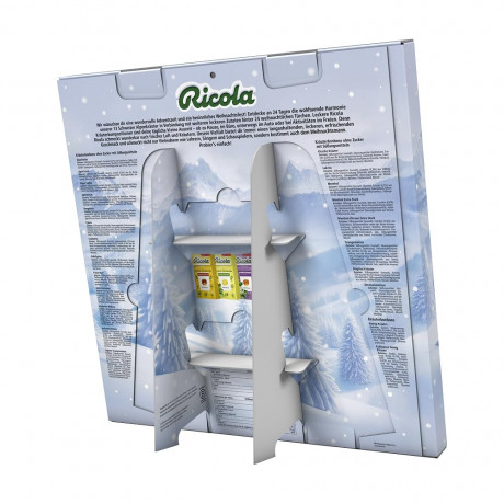 Ricola Advent Calendar Адвент-календарь 2025, 24 коробочки с швейцарскими травяными леденцами, 38 см х 38 см, 360 грамм