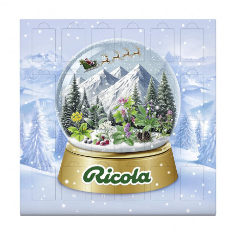 Ricola Advent Calendar Адвент-календарь 2025, 24 коробочки с швейцарскими травяными леденцами, 38 см х 38 см, 360 грамм