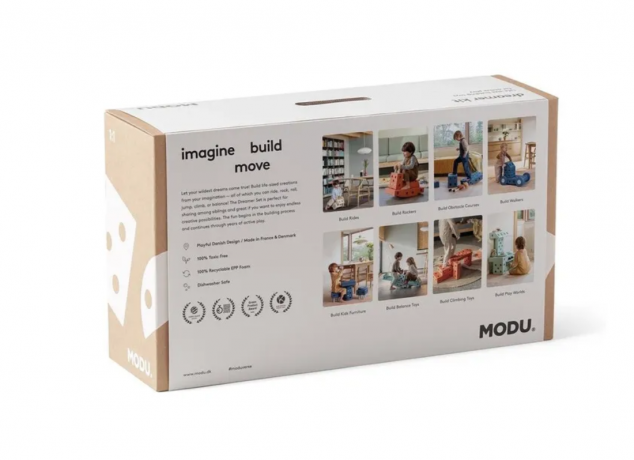 Modu Dreamer Kit 34-teilig sand grey/yellow honey, Мягкий конструктор MODU Dreamer Set 34 детали, 25 моделей, безопасная развивающая игрушка для детей 2-6 лет из EPP, Песочно-серый/медово-желтый