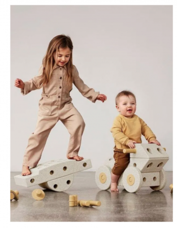 Modu Dreamer Kit 34-teilig sand grey/yellow honey, Мягкий конструктор MODU Dreamer Set 34 детали, 25 моделей, безопасная развивающая игрушка для детей 2-6 лет из EPP, Песочно-серый/медово-желтый