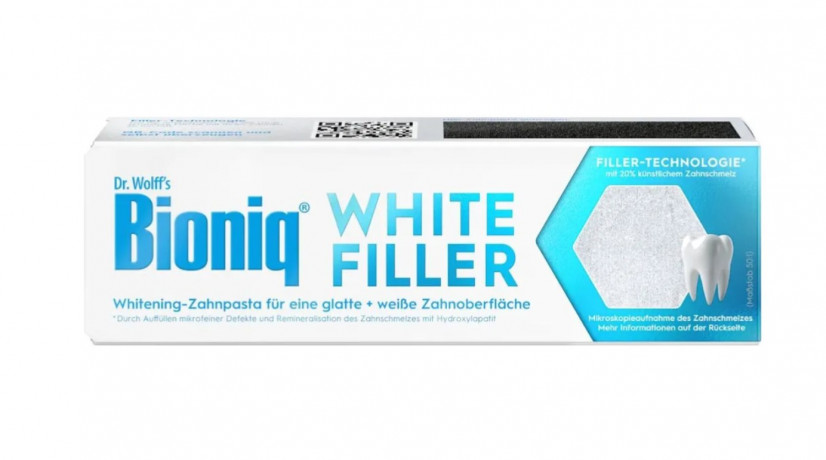 Bioniq White Filler Отбеливающая зубная паста без фтора с гидроксиапатитом, эффект гладкой и белой эмали, 75 мл