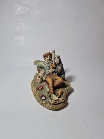 Naturecraft England Винтажная статуэтка ручной работы "Мужчина с собакой", 18см x 10см, Англия, 1960-70гг.