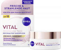 NIVEA VITAL Strahlender Teint Reichhaltige Tagespflege LSF 15, 50 ml, Нивеа Дневной крем для зрелой кожи, SPF 15, сияние и питание, экстракт сои, 50 мл