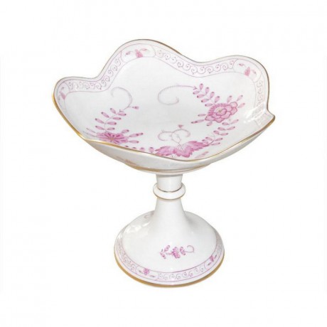 Meissen Meissen  'Neuer Ausschnitt - Indische Malerei 2 mit Kante purpur Goldpunkte mit Goldrand' Schale auf Fuss h: 14 cm / d: 14 cm Мейсен "Новая секция - Индийская роспись 2 с краем пурпурно-золотые точки с золотым ободком" чаша на ножке в: 14 см / д: