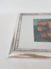 Картина винтажная &quot;Женщина с веером &quot; Пабло Пикассо, деревянная рама, 24 x 34 см, Германия, 1960-70гг.