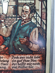 Панно винтажное Im Stil Polyclar на цепочке &quot;Пивовар с бокалом&quot;, оловянная рамка, 25,5 х 20 см, Германия, 1960-70гг.