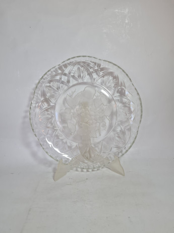 Блюдо винтажное Walther Glas Im Stil с фруктовым декором, стекло, 30 x 3 см, Германия, 1960-70гг.