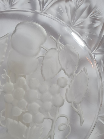 Блюдо винтажное Walther Glas Im Stil с фруктовым декором, стекло, 30 x 3 см, Германия, 1960-70гг.