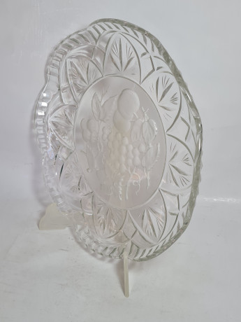 Блюдо винтажное Walther Glas Im Stil с фруктовым декором, стекло, 30 x 3 см, Германия, 1960-70гг.