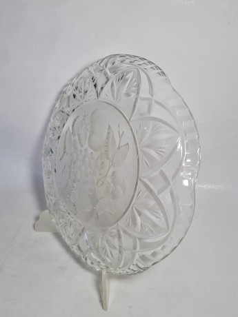 Блюдо винтажное Walther Glas Im Stil с фруктовым декором, стекло, 30 x 3 см, Германия, 1960-70гг.