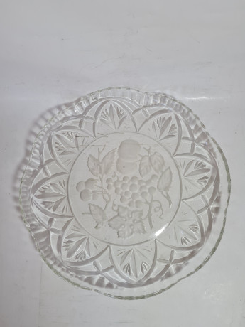 Блюдо винтажное Walther Glas Im Stil с фруктовым декором, стекло, 30 x 3 см, Германия, 1960-70гг.