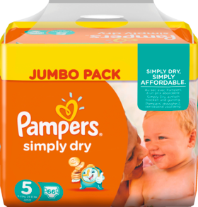 Pampers Simply Dry Подгузники Размер 5 Юниор 11-25 kg Jumbo Pack, 66 шт