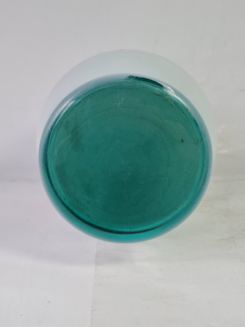 Ваза винтажная с розово-золотым цветочным декором, выдувное стекло, ручная работа, 24 x 12 см, Германия, 1960-70гг.