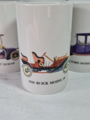 Кувшин со стаканами (5 шт.) Thomas с изображениями ретро автомобилей, фарфор, Германия, 1960-70гг.