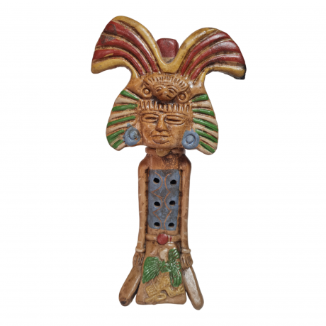 Фигурка-флейта винтажная Im Stil Mexico Aztec "Ацтекский идол", керамика, 25.5 см, Германия, 1980-90гг.