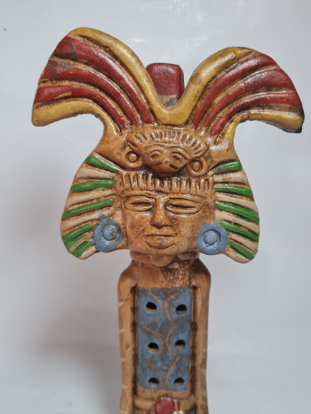 Фигурка-флейта винтажная Im Stil Mexico Aztec "Ацтекский идол", керамика, 25.5 см, Германия, 1980-90гг.