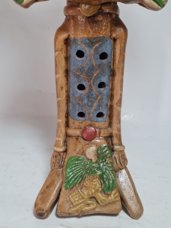 Фигурка-флейта винтажная Im Stil Mexico Aztec "Ацтекский идол", керамика, 25.5 см, Германия, 1980-90гг.