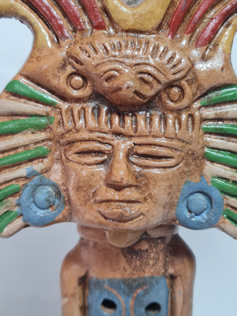 Фигурка-флейта винтажная Im Stil Mexico Aztec "Ацтекский идол", керамика, 25.5 см, Германия, 1980-90гг.