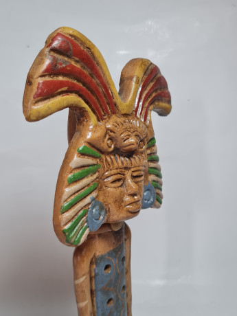 Фигурка-флейта винтажная Im Stil Mexico Aztec "Ацтекский идол", керамика, 25.5 см, Германия, 1980-90гг.