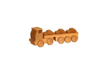 Holzspielzeug Sattelzug mit Autoauflieger natur Деревянный игрушечный автопоезд с прицепом натуральный