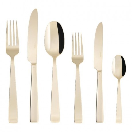 Sambonet Sambonet Flat - Edelstahl / PVD champagnerfarben Besteckset 36-tlg. Vollheft / Monoblock Sambonet Flat - набор столовых приборов из нержавеющей стали / PVD цвета шампанского, 36 предм. Полный буклет/моноблок