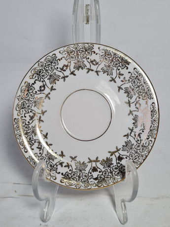 Чайное трио винтажное GKC Bavaria с золотистым декором, фарфор, Германия, 1970-80гг.