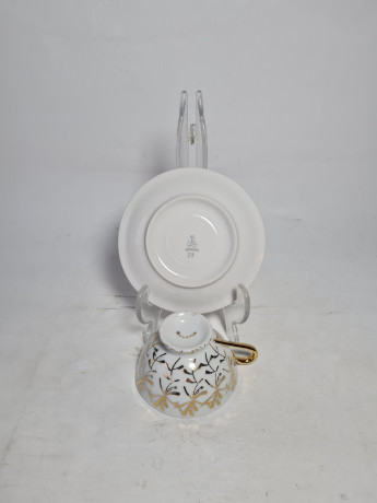 Чайное трио винтажное GKC Bavaria с золотистым декором, фарфор, Германия, 1970-80гг.