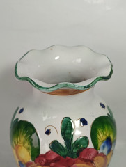 Ваза винтажная Ancient Xxeme Joli с ярким декором, в стиле майолика, среднего размера, ручная роспись, керамика, 20.5 см, Италия, 1960-70гг.