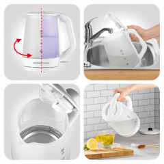 GOURMETmaxx GOURMETmaxx Wasserkocher Glas mit Frostglas-Design 1,7 L, 1.7 l, 2200,00 W Чайник GOURMETmaxx с дизайном матового стекла 1,7 л, 1,7 л, 2200,00 Вт