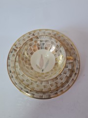 ELFENBEIN Чайное трио с обильной позолотой &quot;Золотая флора&quot;, Германия, 1960-70гг.