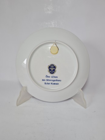 Тарелка декоративная винтажная Bavaria "Рождество в Германии", кобальт, фарфор, 19,5 см, Германия, 1987 год.