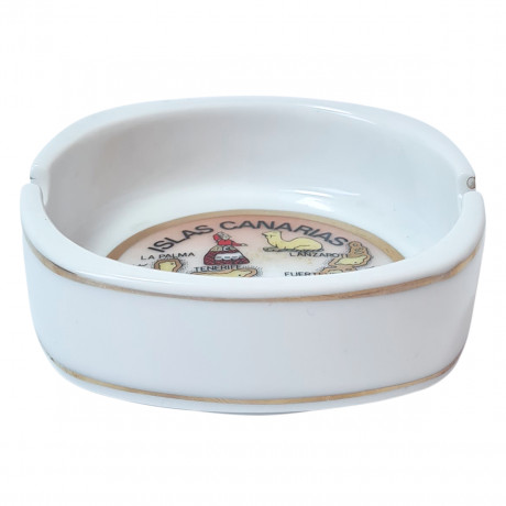 Canarias Islas Винтажная пепельница с позолоченным краем "Канарские острова", 3см x 9см, Испания, 1960-70гг.