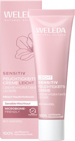 WELEDA Sensitiv Feuchtigkeitscreme leicht Bio-Mandel, 30 ml, Лёгкий увлажняющий крем с миндальным маслом для чувствительной комбинированной кожи, без отдушки, 30 мл