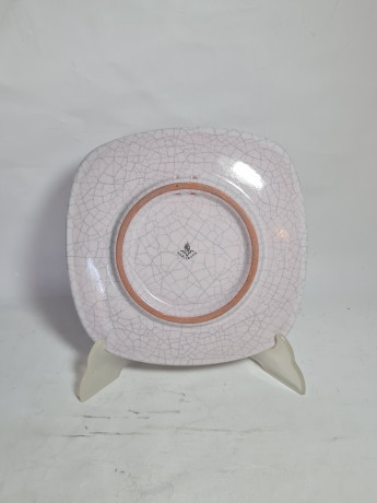 Тарелка декоративная винтажная Karlsruhe / Majolika с кракелюром "Sangerbund 1868", ручная роспись, керамика, 19 см, Германия, 1993г.