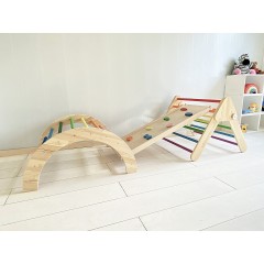 Woodwork for Kids 3-teiliges Piklerset Massivholz mit Kletterdreieck Набор из 3-х частей для пиклера из массива дерева с треугольником для лазанья