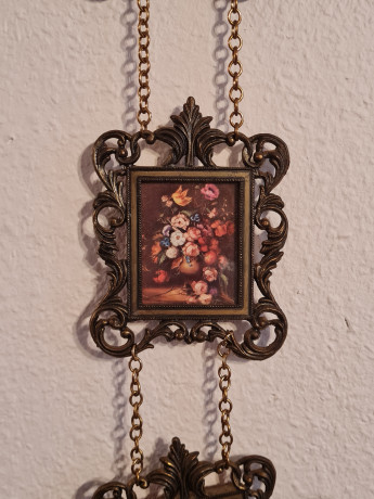 Композиция винтажная из 3 небольших фресок на цепочке, 38 х 8 см, Италия, 1960-70гг.