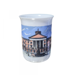 Кружка кофейная винтажная Echt Karslbader / HNC AG &quot;Торговая площадь Ратуши&quot; фарфор, 10 см, Германия, 1960-70гг.