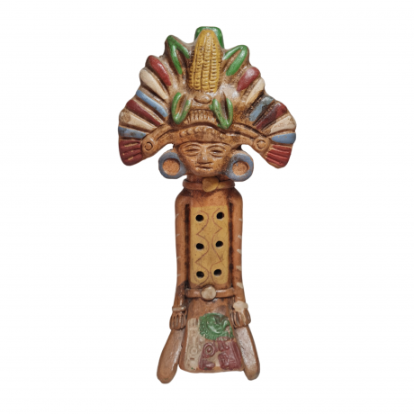 Фигурка-флейта винтажная Im Stil Mexico Aztec "Ацтекский идол", керамика, 25.5 см, Германия, 1980-90гг.