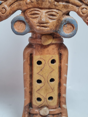 Фигурка-флейта винтажная Im Stil Mexico Aztec "Ацтекский идол", керамика, 25.5 см, Германия, 1980-90гг.