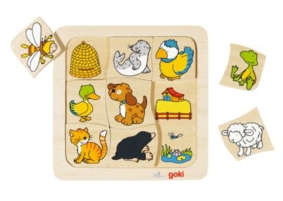 goki Holzspiel: Wer lebt wo? Деревянная игра: кто где живет?