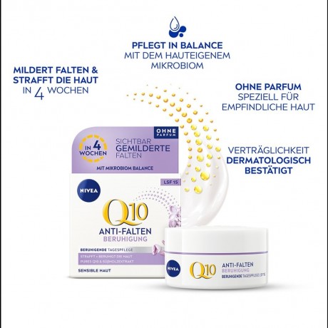 Nivea Q10 Power Anti-Falten + Beruhigung Tagespflege Sensitiv  Q10 Power Anti-Wrinkle + Soothing Day Care Sensitive