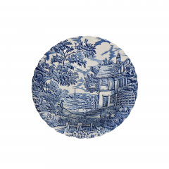 Тарелки винтажные Myott / Коллекция &quot;The Huter&quot; в сине-белых тонах, 6 шт., 23 см, фарфор, Англия, 1982 год.