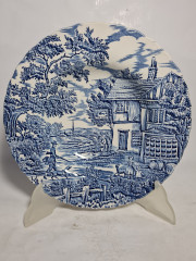 Тарелки винтажные Myott / Коллекция &quot;The Huter&quot; в сине-белых тонах, 6 шт., 23 см, фарфор, Англия, 1982 год.