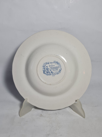 Тарелки винтажные Myott / Коллекция "The Huter" в сине-белых тонах, 6 шт., 23 см, фарфор, Англия, 1982 год.