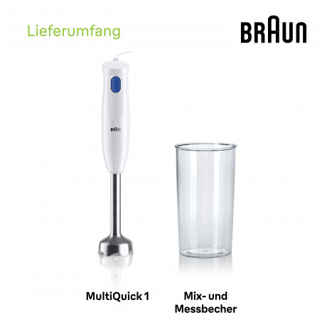Braun Braun Stabmixer MQ 10.001M WH MultiQuick 1, 450 W Погружной блендер Braun MQ 10.001M WH MultiQuick 1, 450 Вт