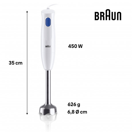 Braun Braun Stabmixer MQ 10.001M WH MultiQuick 1, 450 W Погружной блендер Braun MQ 10.001M WH MultiQuick 1, 450 Вт